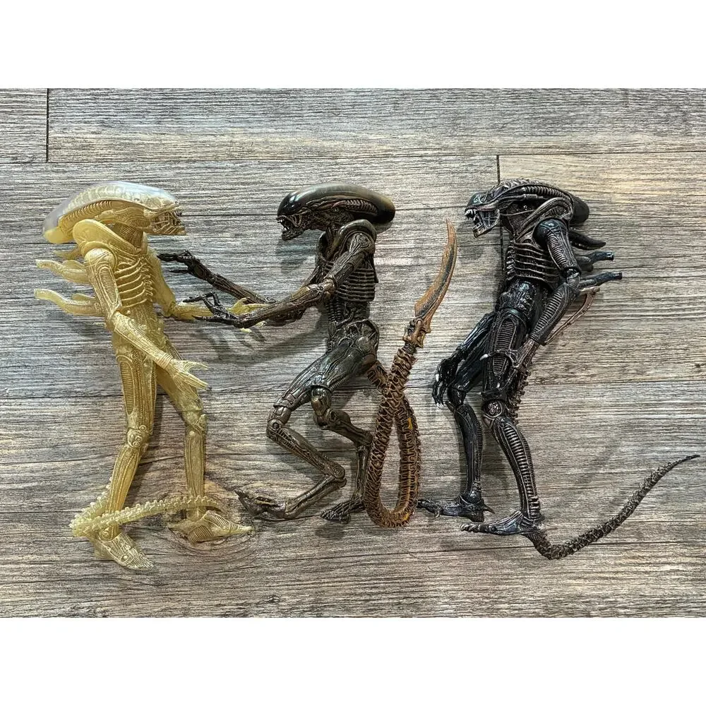 NECA Aliens Xenomorph Action Figures, bundle of 3 w/ articulated joints, 9 in.